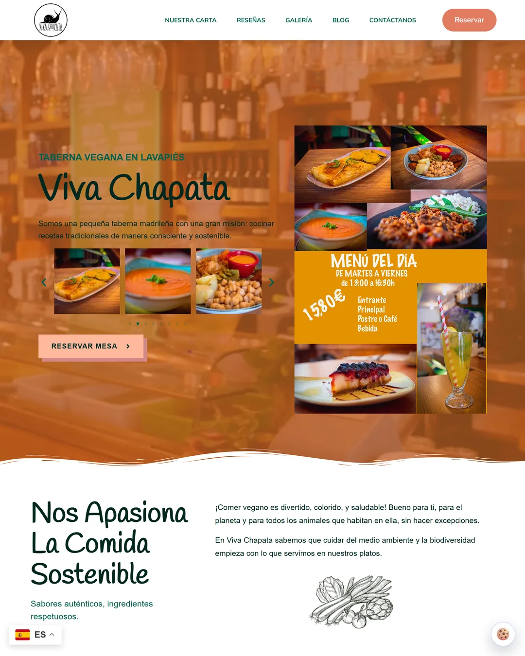 Web de Viva Chapata, taberna vegana en Lavapiés