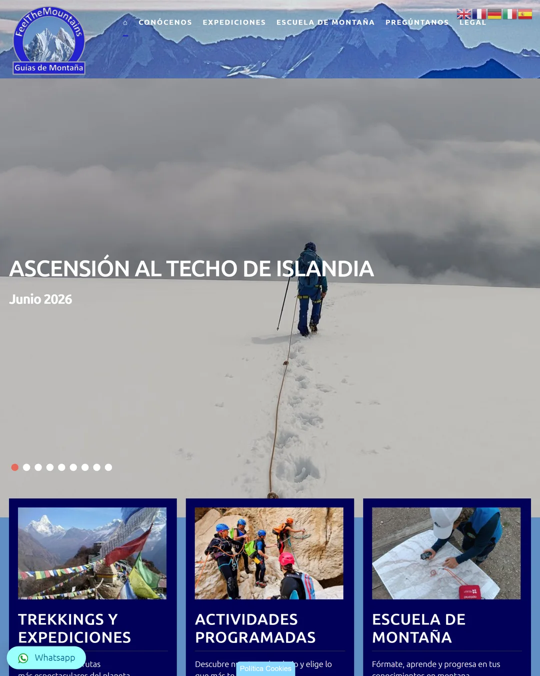 Web de Feel The Mountains, guías de montaña