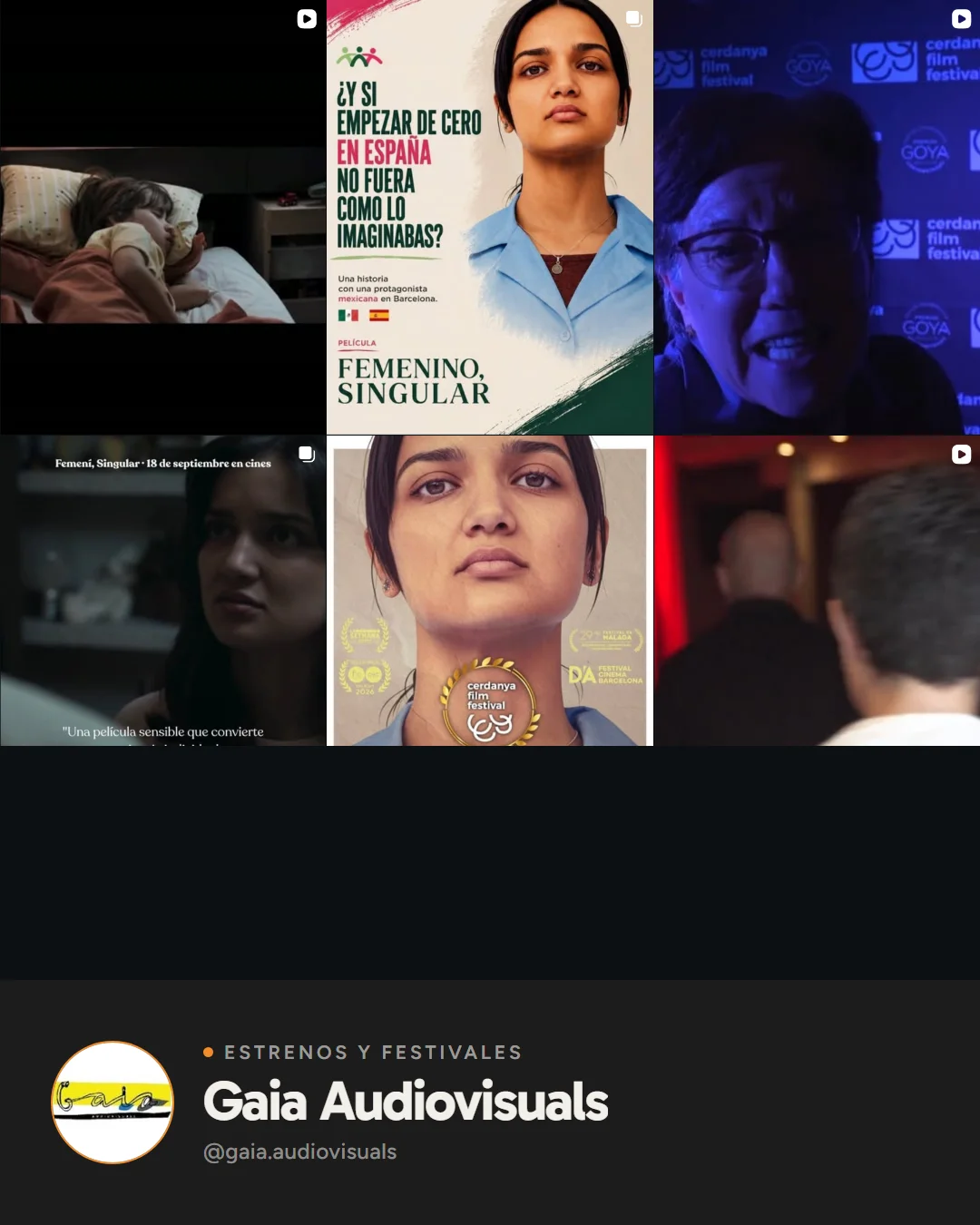 Feed de Instagram de Gaia Audiovisuals